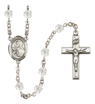 Silver-Plated 6mm Saint Theresa  Engraved Catholic Rosaries
