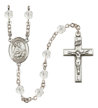 Silver Plated 6mm Fire Polished Saint William of Rochester Rosary in Crystal