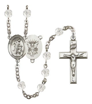 Guardian Angel and Navy Rosary with Crystal Beads