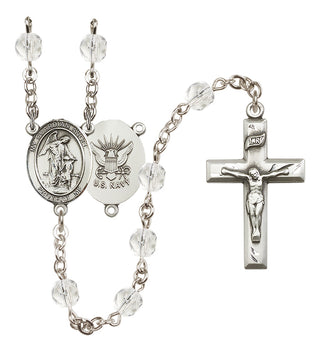 Silver-Plated 6mm Guardian Angel / Navy Rosary