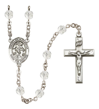 Silver Plated 6mm Fire Polished Angel de la Guardia Rosary in Crystal