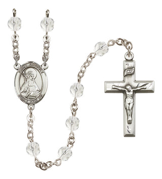 Silver Plated 6mm Fire Polished Saint Bridget of Sweden Rosary in Crystal