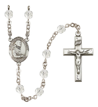 Silver Plated 6mm Fire Polished Saint Pio of Pietrelcina Rosary in Crystal