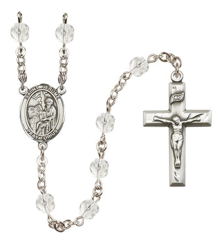 Silver Plated 6mm Fire Polished Saint Jerome Rosary in Crystal