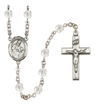 Silver Plated 6mm Fire Polished Saint Ambrose Rosary in Crystal
