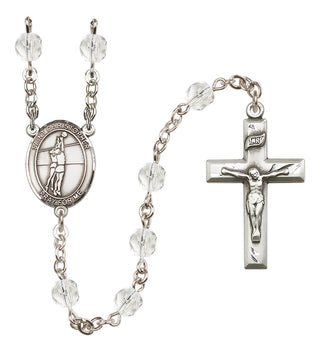 Silver-Plated 6mm Saint Christopher/Volleyball Rosary