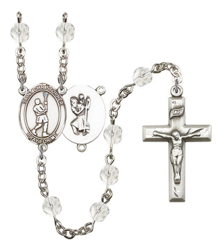 Saint Christopher and Lacrosse Rosary with Crystal Beads