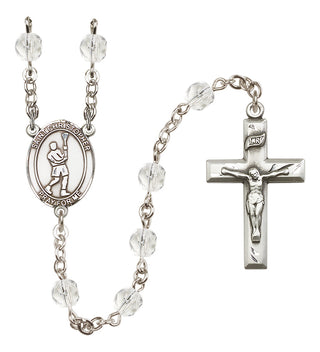 Silver-Plated 6mm Saint Christopher/Lacrosse Rosary