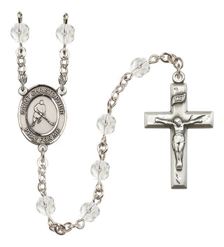Silver-Plated 6mm Saint Christopher/Ice Hockey Rosary