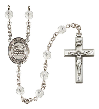 Silver-Plated 6mm Saint Christopher/Swimming Rosary