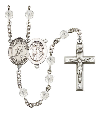 Saint Sebastian and Soccer Rosary with Crystal Beads