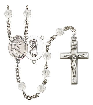 Saint Christopher and Surfing Rosary with Crystal Beads