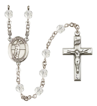 Silver-Plated 6mm Saint Sebastian / Volleyball Rosary