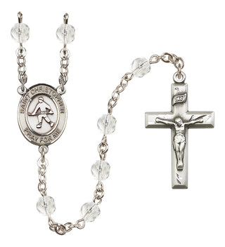 Silver-Plated 6mm Saint Christopher / Field Hockey Rosary