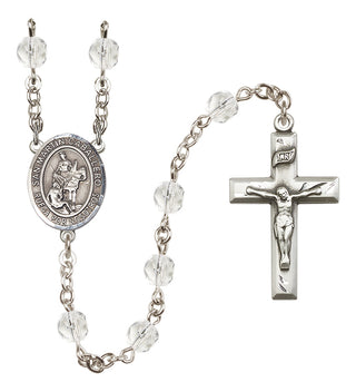 Silver-Plated 6mm San Martin Caballero  Engraved Catholic Rosaries