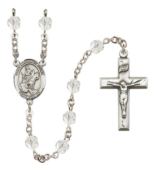 Silver Plated 6mm Fire Polished Saint Martin of Tours Rosary in Crystal