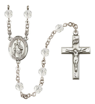 Silver Plated 6mm Fire Polished Saint Augustine of Hippo Rosary in Crystal