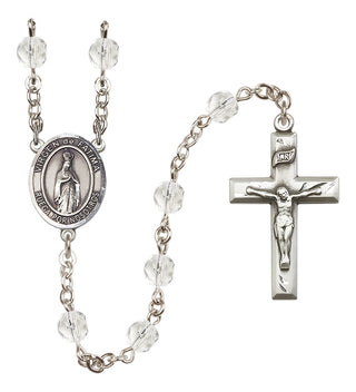 Silver Plated 6mm Fire Polished Our Lady of Fatima Rosary in Crystal