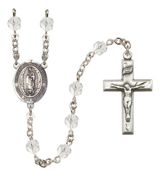 Silver Plated 6mm Fire Polished Virgen de Guadalupe Rosary in Crystal