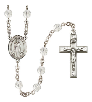 Silver Plated 6mm Fire Polished Saint Barnabas Rosary in Crystal