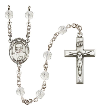 Silver Plated 6mm Fire Polished Saint Ignatius of Loyola Rosary in Crystal