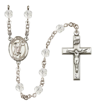 Silver Plated 6mm Fire Polished Saint Stephanie Rosary in Crystal