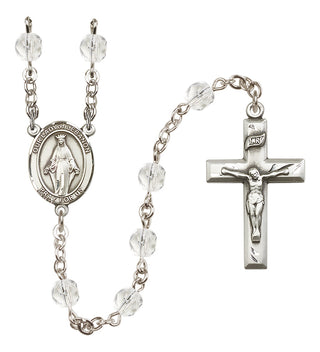 Silver Plated 6mm Fire Polished Our Lady of Lebanon Rosary in Crystal