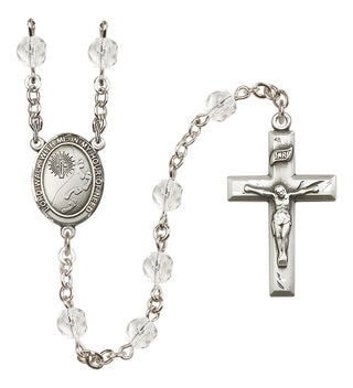 Silver-Plated 6mm Footprints / Cross  Engraved Catholic Rosaries