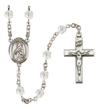 Silver Plated 6mm Fire Polished Saint Matilda Rosary in Crystal