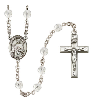 Silver Plated 6mm Fire Polished Saint Placidus Rosary in Crystal