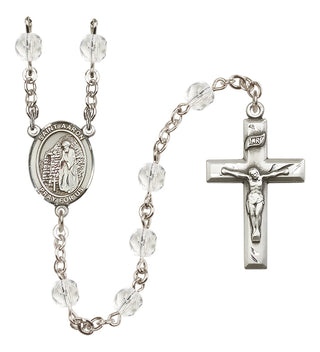 Silver Plated 6mm Fire Polished Saint Aaron Rosary in Crystal