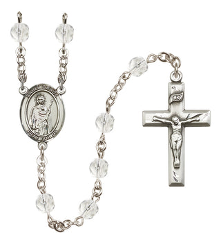 Silver Plated 6mm Fire Polished Saint Grace Rosary in Crystal