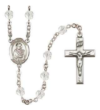 Silver-Plated 6mm Saint Christian Demosthenes  Engraved Catholic Rosaries