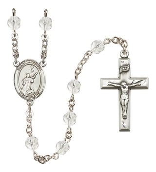 Silver Plated 6mm Fire Polished Saint Tarcisius Rosary in Crystal