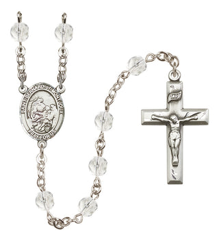 Silver Plated 6mm Fire Polished Saint Bernard of Montjoux Rosary in Crystal