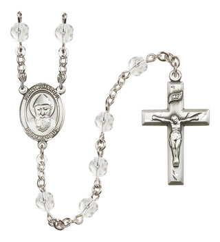 Silver-Plated 6mm Saint Sharbel  Engraved Catholic Rosaries