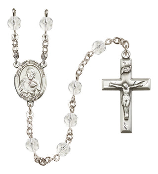 Silver Plated 6mm Fire Polished Saint James the Lesser Rosary in Crystal
