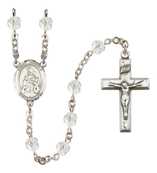 Silver Plated 6mm Fire Polished Saint Angela Merici Rosary in Crystal