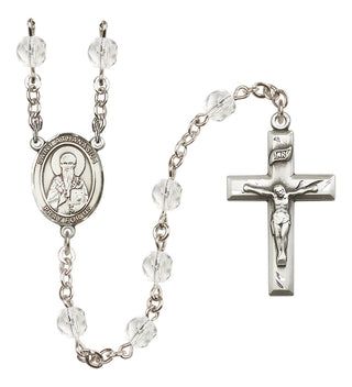Silver Plated 6mm Fire Polished Saint Athanasius Rosary in Crystal