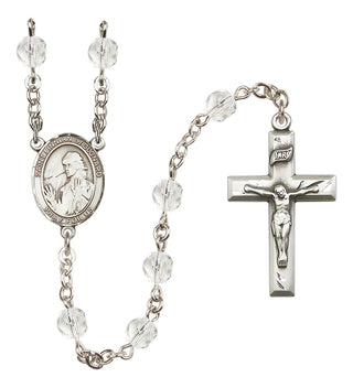 Silver-Plated 6mm Saint Finnian of Clonard  Engraved Catholic Rosaries