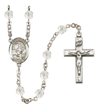 Silver-Plated 6mm Saint Rosalia  Engraved Catholic Rosaries