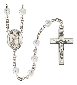 Silver Plated 6mm Fire Polished Saint Roch Rosary in Crystal