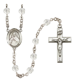 Silver Plated 6mm Fire Polished Saint Olivia Rosary in Crystal