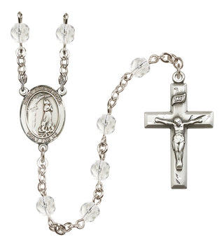 Silver Plated 6mm Fire Polished Saint Zoe of Rome Rosary in Crystal