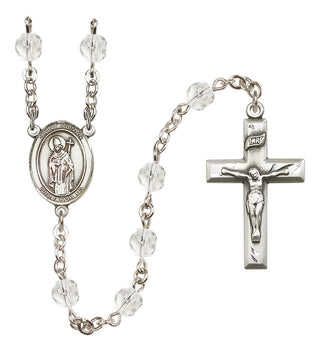 Silver Plated 6mm Fire Polished Saint Ronan Rosary in Crystal