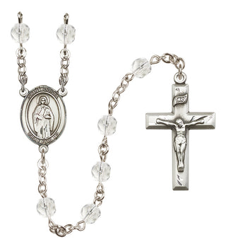 Silver Plated 6mm Fire Polished Saint Odilia Rosary in Crystal