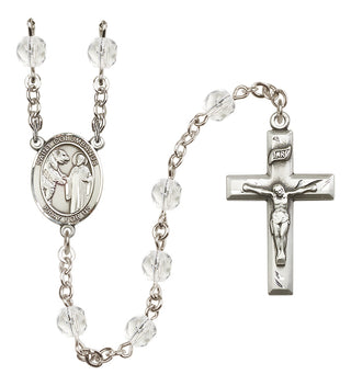Silver-Plated 6mm Saint Columbanus  Engraved Catholic Rosaries