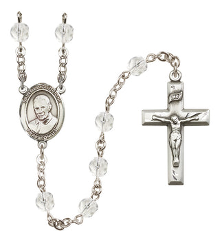 Silver-Plated 6mm Saint Luigi Orione  Engraved Catholic Rosaries