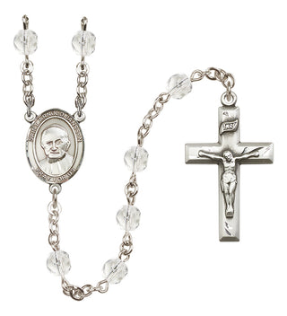 Silver-Plated 6mm Saint Arnold Janssen  Engraved Catholic Rosaries