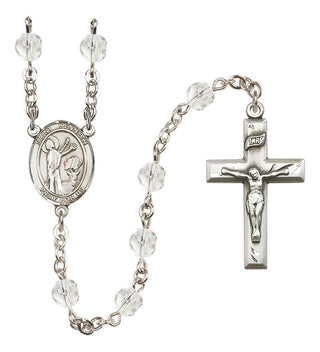 Silver Plated 6mm Fire Polished Saint Kenneth Rosary in Crystal